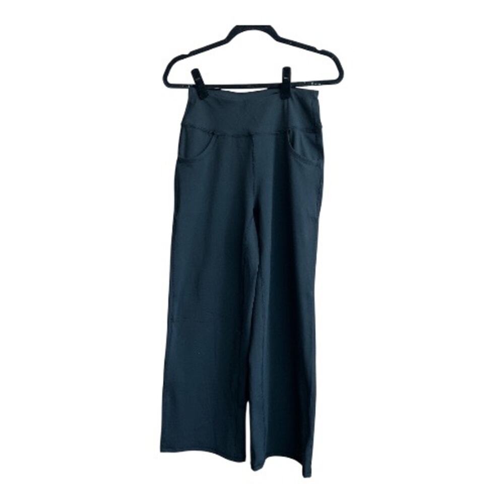 ESoft Womens Small Petite Black Wide Leg Pull On Lounge Pants Stretch Pockets
